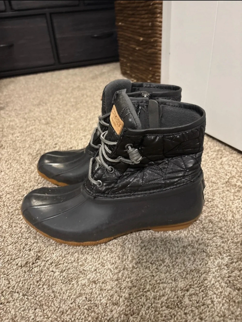 Sperry Women's Gray Quilted Waterproof Duck Boots